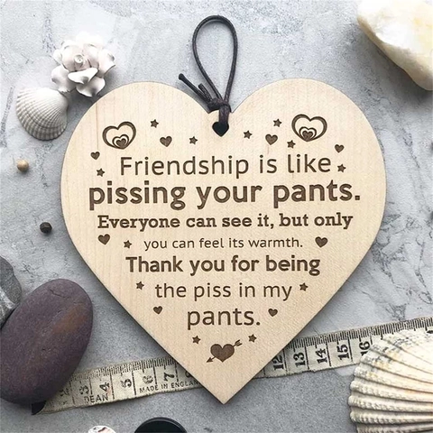 Placa De Madera En Forma De Corazón Adorno De Amistad Cita Humorística Colgante Decoración De Árbol De Navidad Espejo De Coche
