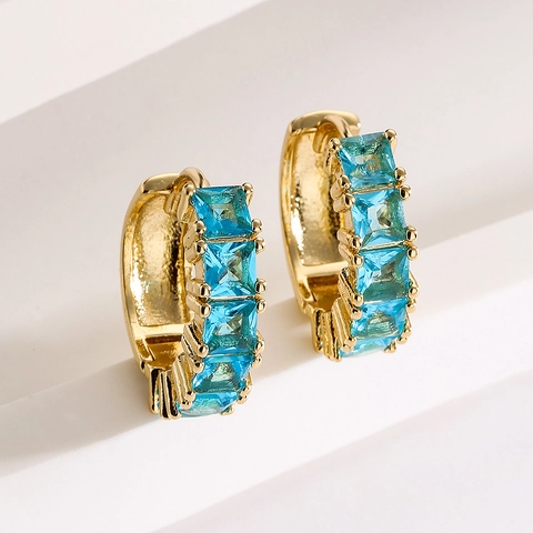Orecchini A Cerchio In Rame Placcati Oro 18K Stile Francese Di Lusso Con Zirconia Quadrata Per Donna Gioielli Retrò