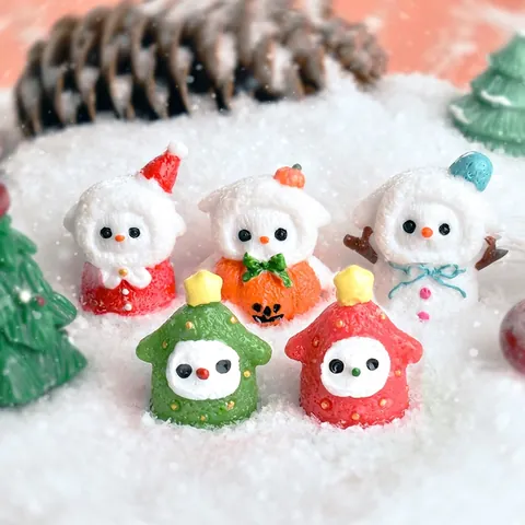 Statuette Miniatura In Resina Pupazzo Di Neve Decorazione Natalizia Per Fai Da Te Ornamento Scrivania Accessorio Invernale