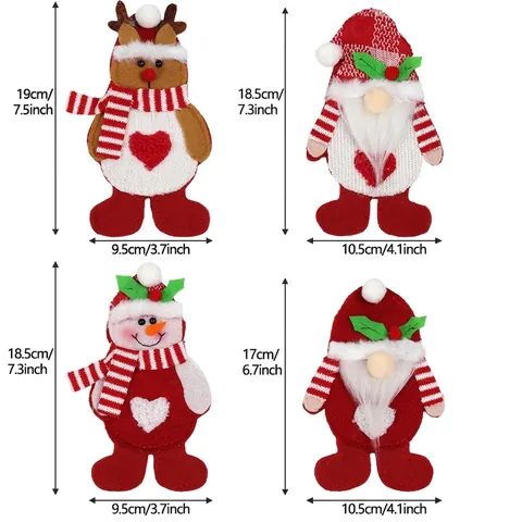 Kerst Bestekhouder Zilverwerk Tas Kerstman Kabouter Sneeuwpop Rendier Gebreid Polyester Eettafel Decoratie