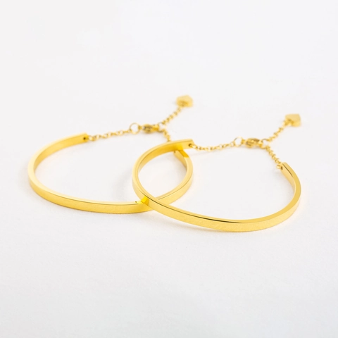 Bracciale Rigido In Acciaio Inossidabile Con Pendente A Cuore Placcato Oro 18K Forma C Catena Regolabile Gioielli Eleganti