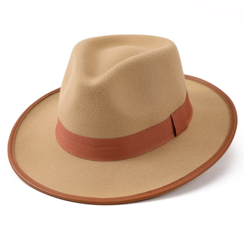 Vintage Western Cowboy Fedora Hut Für Damen Herren Breite Krempe Polyester Filz Jazz Hut Retro Britischer Stil Outdoor Sonnenschutz Hut