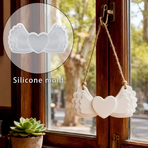Herz Mit Flügeln Silikonform DIY Epoxidharz Gips Gießen Handwerk Handgemachte Ornament Herstellung Für Heimdekoration