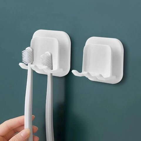 Wall Mounted Toothbrush Holder Punch Free Plastic Bathroom Storage Rack Cup Organizer Minimalist Home