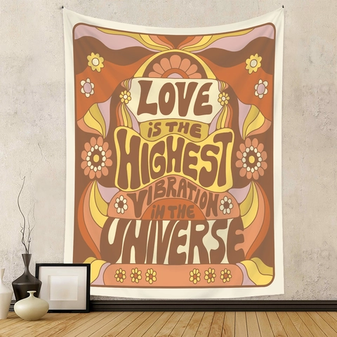 Retro Psychedelic Art Tapestry Polyester Wall Hanging Bohemian Groovy Style Room Decor Aesthetic Bedroom Living Room