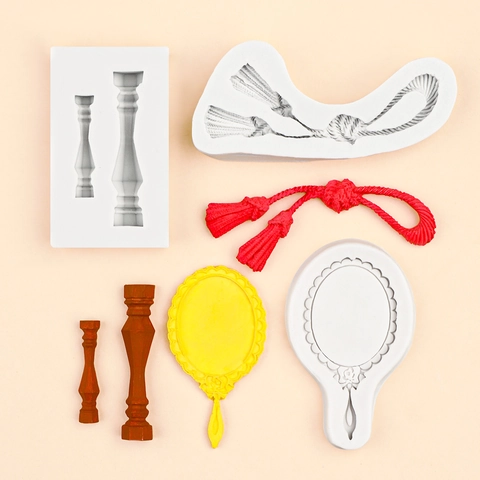 Moule Silicone Miroir Baroque Gland Colonne Romaine Décoration Gâteau Fondant Artisanat Résine DIY Outil Argile Flexible