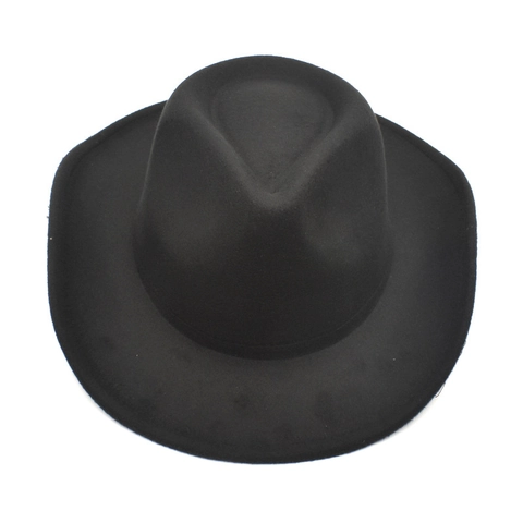 Vintage Wide Brim Fedora Hat Western Cowboy Jazz Hat Solid Color Cotton Polyester Blend Retro Style For Men Women