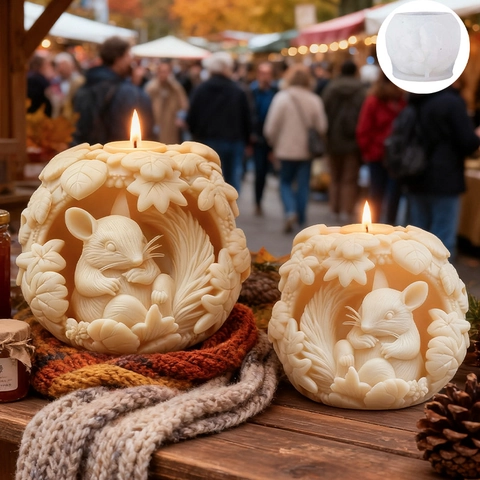 3D Eichhörnchen Ahornblatt Silikonform Kerzenherstellung DIY Aroma Gips Harz Seife Weihnachten Herbst Wald Thema Handgefertigt
