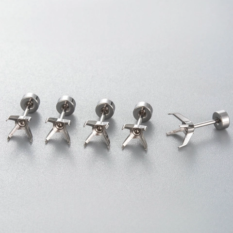 Paramètres De Boucles D'oreilles À 4 Griffes Acier Titane Dos À Vis Base De Clou Pour Fabrication De Bijoux Bricolage Fournitures