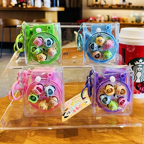 Llavero Juego De Pesca Giratorio Juguete PVC Transparente Colgante De Bolsa Lindas Figuras De Animales De Dibujos Animados Regalo