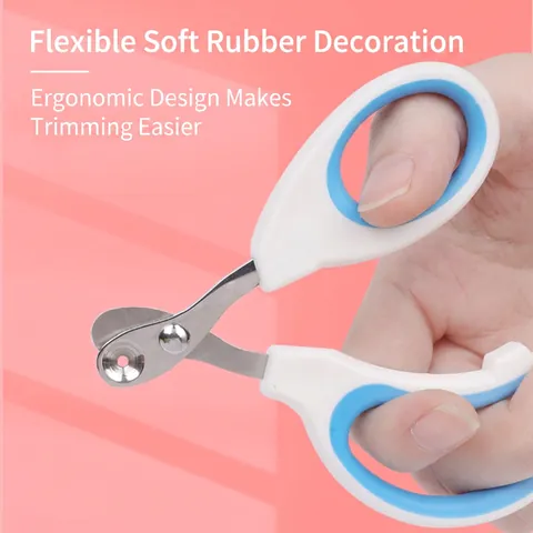 Stainless Steel Pet Nail Clippers With Round Hole Positioning Safety Cat Trimmers For Small Dogs Cats Ergonomic Grooming Tool