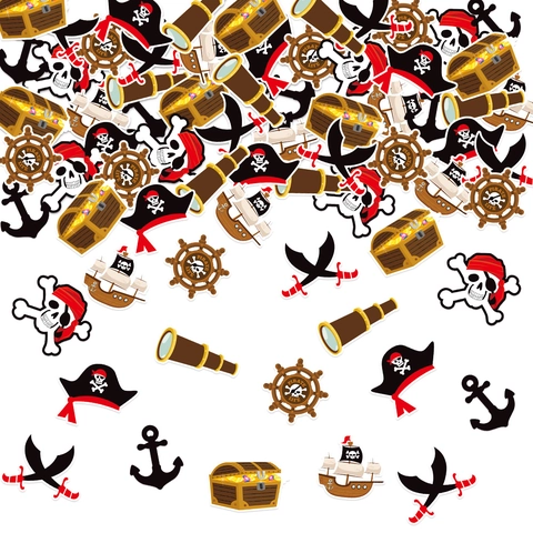 Coriandoli Da Tavolo Pirata Decorazione Carta Teschio Scrigno Nave Ancora Per Compleanno Halloween