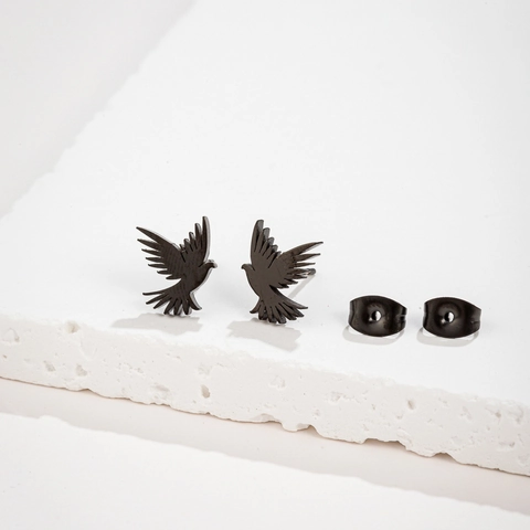 Pendientes De Botón De Pájaro Acero Inoxidable Geométrico Paloma Águila Forma De Animal Joyería Minimalista Mujer
