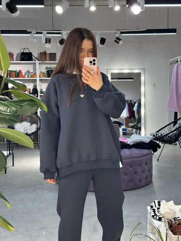 Crewneck Sweatshirt And Sweatpants Cotton Heart Embroidery Vintage American Style Oversized Loose Sporty For Women