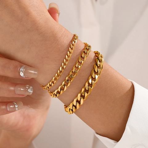 Panzerarmband Aus Poliertem Edelstahl Vergoldet Minimalistischer Trendiger Modeschmuck Für Frauen Mädchen Geschenk