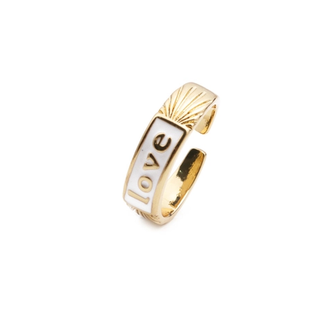 Verstellbarer Love Ring Aus Kupfer Vergoldet Mit Emaille Boho Vintage Sonnenstrahl Design Schmuck Für Damen
