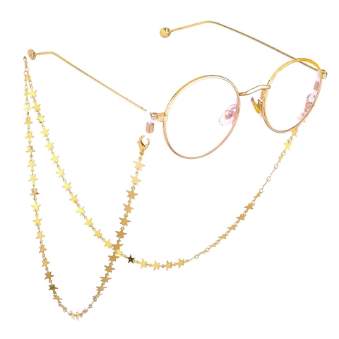 Cadena De Gafas Moda Forma Estrella Aleación Cobre Soporte Para Gafas De Sol Bucles Silicona Antideslizante Oro