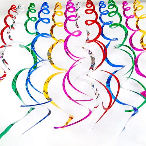 Hanging Swirl Decorations Metallic PVC Spiral Streamers For Birthday Party Christmas Wedding Event Ceiling Decor