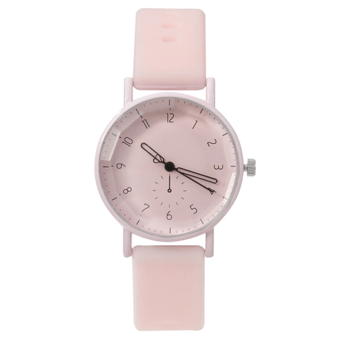Women Quartz Watch Simple Digital Round Dial Silicone Strap Heart Second Hand Pointer Student Analog Wristwatch