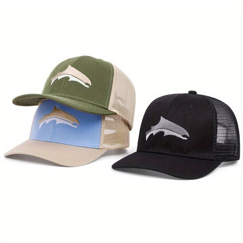 Cappello Trucker Con Rete Ricamo Squalo Cotone Traspirante Berretto Da Baseball Regolabile Cappello Da Sole Unisex