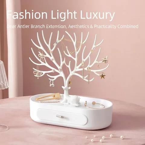 Organizzatore Gioielli Design Albero Corna Cervo Collane Orecchini Cassetto Plastica Nordico Minimalista Contenitore Scrivania