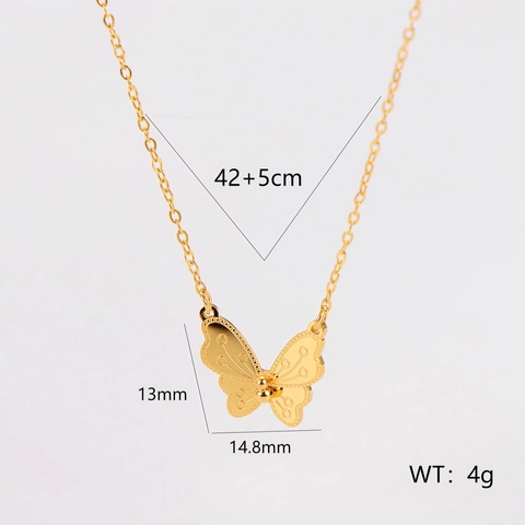 Elegante Schmetterling Anhänger Halskette Edelstahl Vergoldet Minimalistischer Modeschmuck Für Frauen