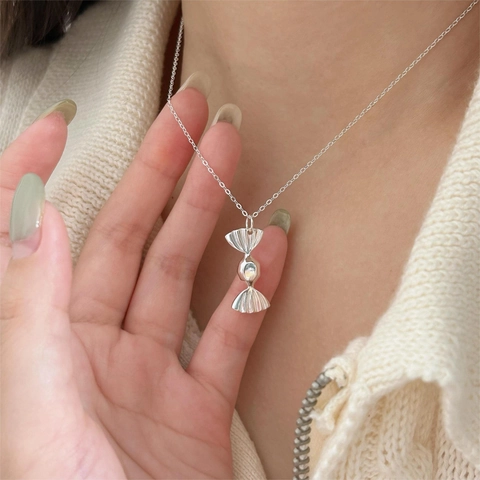Collana Con Ciondolo A Forma Di Caramella In Argento Sterling 925 Stile Coreano Minimalista Gioielli Per Donne Ragazze