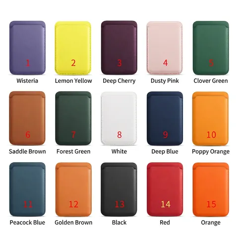 Magnetic Card Holder PU Leather Slim Phone Wallet For iPhone Series MagSafe Compatible Card Slot Sleeve