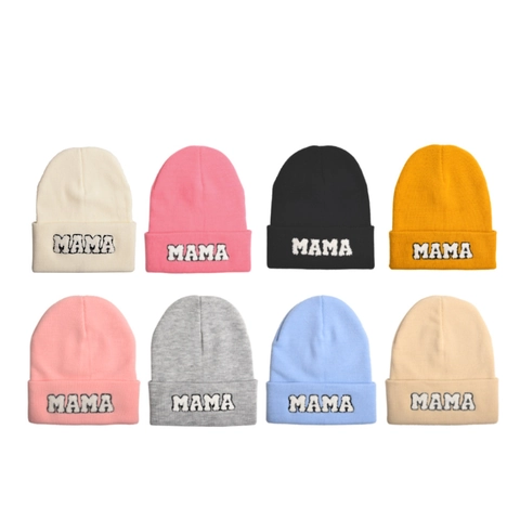 Parent-Child Letter Embroidery Knit Beanie Hat For Women And Kids Acrylic Winter Warm Cuffed Skull Cap MAMA MINI Lettering Hat