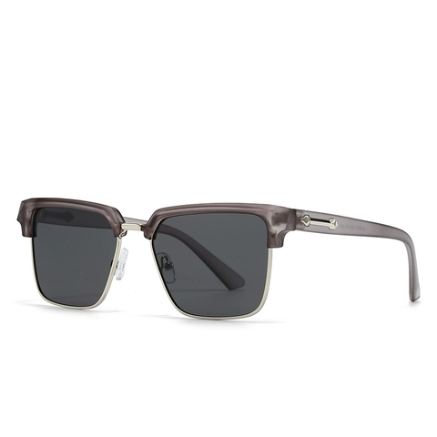 Retro Square Semi Rimless Sunglasses UV400 Protection PC Frame Metal Arrow Decoration Fashion Eyewear For Men Women