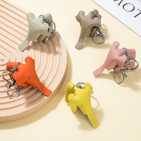 Simpatico Portachiavi a Forma di Elefante in Vera Pelle di Vacchetta Pendente Creativo Animale Chiavi Auto Ciondolo Borsa