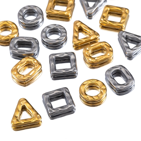 Stainless Steel Geometric Pendants Hammered Texture Charms For Jewelry Making DIY Earrings Necklaces Gold Silver Color