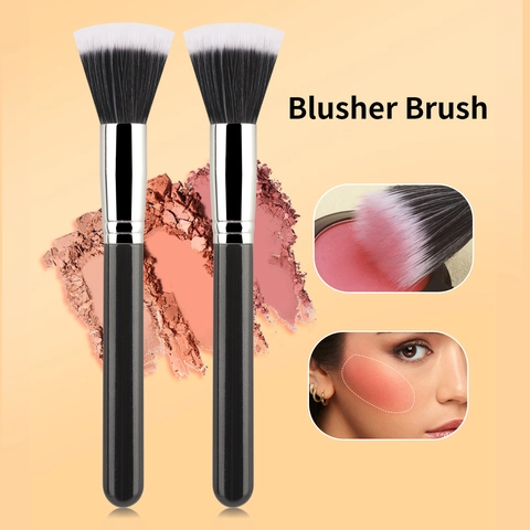 Professional Makeup Brush Dual Fiber Synthetic Hair For Powder Blush Foundation Matte Wood Handle Aluminum Ferrule Tool