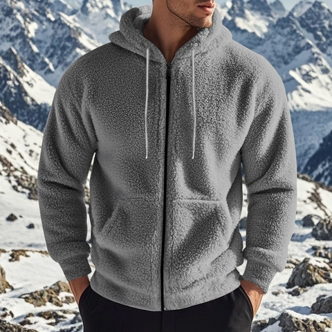 Herren Kapuzenjacke Mit Reißverschluss Doppelseitiges Polarfleece Warme Casual Winter Sweatshirt