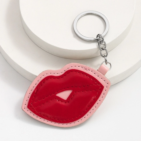 Sexy Leder Rote Lippen Schlüsselanhänger Süß Herzform Tasche Charme Damen Trendy Geldbörse Hängende Dekoration Zubehör