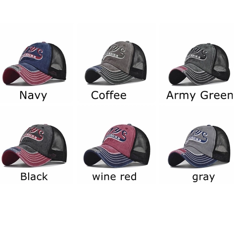 Cappello Da Baseball In Cotone Lavato Vintage Rete Retrò NYC Ricamo Colori Spliced Traspirante Regolabile Cappellino Trucker