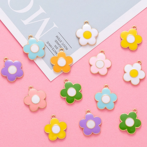 Ciondoli A Forma Di Fiore A Cinque Petali Colorati In Lega Smalto Per Creazione Gioielli Fai Da Te Orecchini Collana