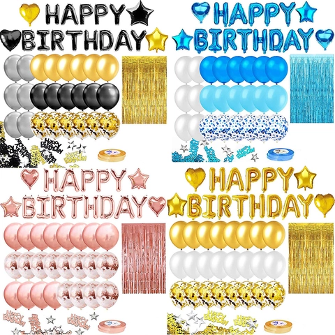 Palloncini Per Festa Di Compleanno Alluminio Lattice Lettera Happy Birthday Cuore Stella Tenda Di Pioggia Coriandoli