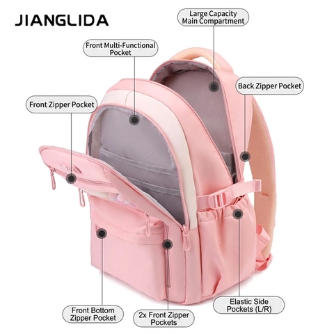 Meisjes Schoolrugzak Nylon Grote Capaciteit Waterdichte Tas Met Transparant Venster En Pluche Ster Hanger