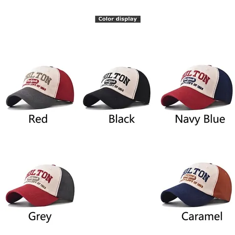 Berretto Da Baseball In Cotone Vintage Colore A Contrasto Ricamo Retro Protezione Solare Sport All Aperto Unisex Regolabile