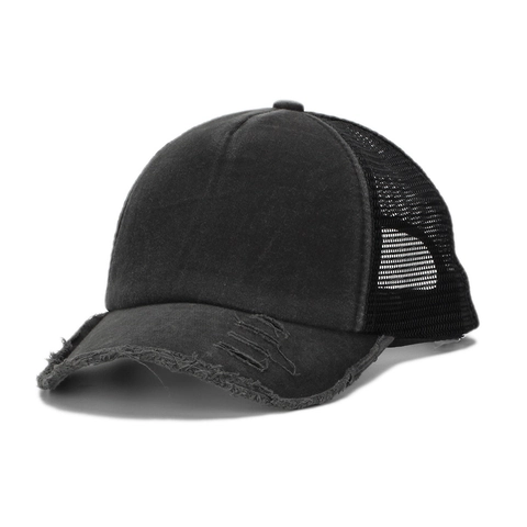 Distressed Trucker Hat Vintage Frayed Baseball Cap Cotton Mesh Breathable Sun Protection Adjustable Outdoor For Men Women