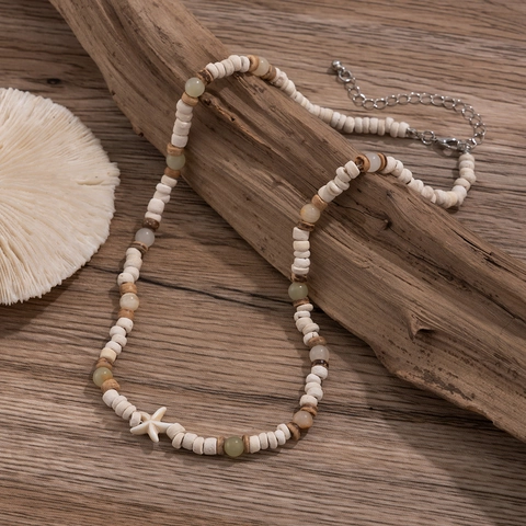 Beaded Necklace Coconut Shell Natural Stone Acrylic Starfish Pendant Beach Hip Hop Summer Jewelry For Men