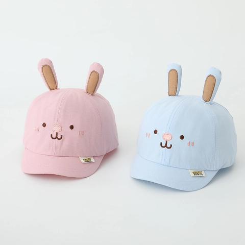 Berretto Da Baseball Per Bambini Cappello Da Sole Con Orecchie Di Coniglio 3D Ricamo Misto Cotone Tesa Morbida Regolabile