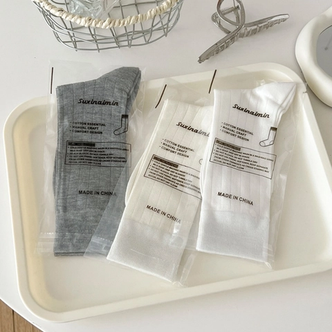 Chaussettes Slouch Crew Femmes Fibre De Bambou Tricot Côte Respirant Mince Couleur Unie Minimaliste Doux Élastique Mode