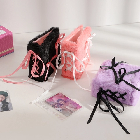 Plush Photocard Binder Loose Leaf Photo Album Korean Ballet Style Ribbon Bow Kawaii Star Card Storage