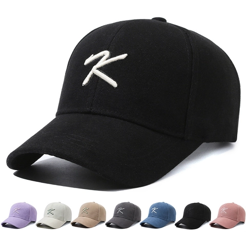 Baseball Cap Baumwolle Bestickter K Buchstabe Verstellbar Sonnenhut Outdoor Freizeit Sport Unisex