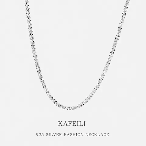 Sparkling 925 Sterling Silver Necklace For Women Italian Craftsmanship Minimalist Shimmering Clavicle Chain Jewelry Elegant Gift