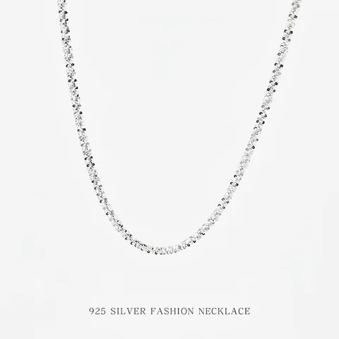 Collar De Plata De Ley 925 Brillante Para Mujer Artesanía Italiana Cadena De Clavícula Reluciente Minimalista Joyería Elegante
