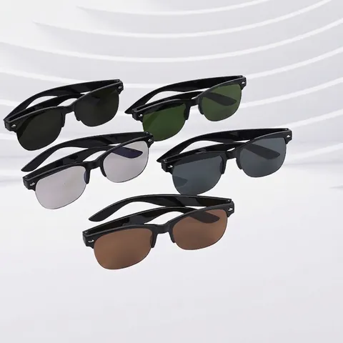 Retro Browline Sunglasses PC Frame Glass Lenses UV Protection Semi Rimless Fashion Eyewear For Men And Women