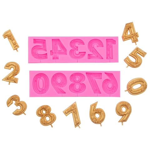 Digits Silicone Mold Floral Relief For Cake Topper Decoration Fondant Chocolate Candle Making DIY Birthday Baking Tool